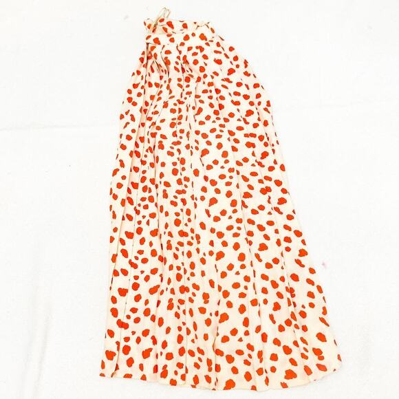 BH Wragge Printed Polka Patterned Pleated Skater Skirt Cream Orange SIze S - Picture 4 of 4